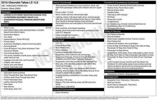 2016 Chevrolet Tahoe LS