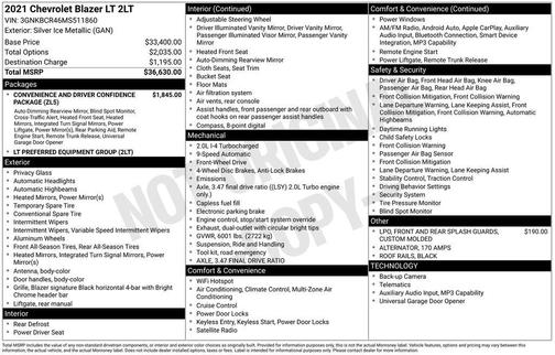 Silver Ice Metallic 2021 Chevrolet Blazer 2LT
