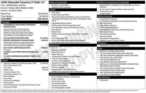 2020 Chevrolet Traverse LT Cloth