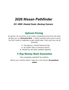 Black 2026 Nissan Pathfinder SV