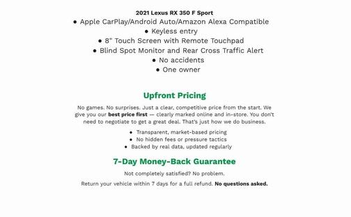 2021 Lexus RX 350 F SPORT Appearance