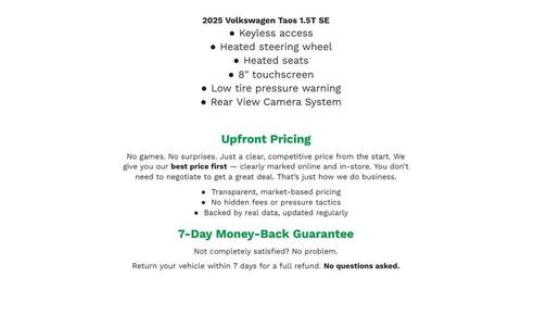 Pure White 2025 Volkswagen Taos 1.5T SE