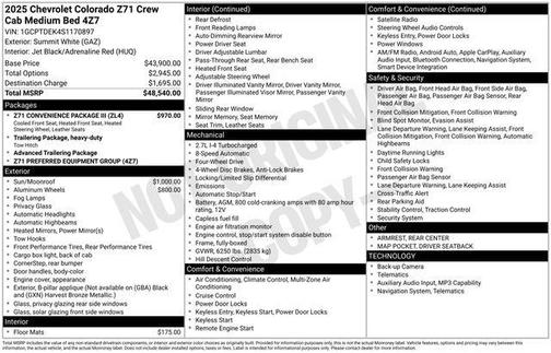 Summit White 2025 Chevrolet Colorado Z71