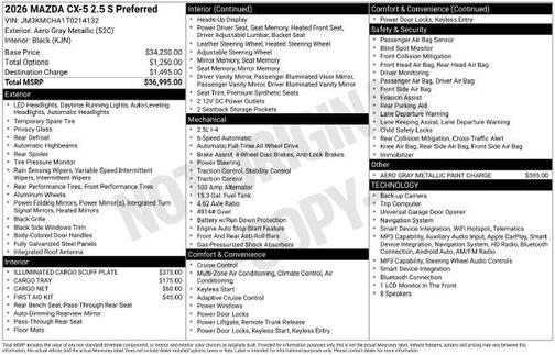 Aero Gray Metallic 2026 Mazda CX-5 2.5 S Preferred Package
