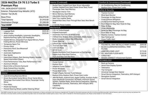 Polymetal Gray Metallic 2026 Mazda CX-70 3.3 Turbo S Premium Plus