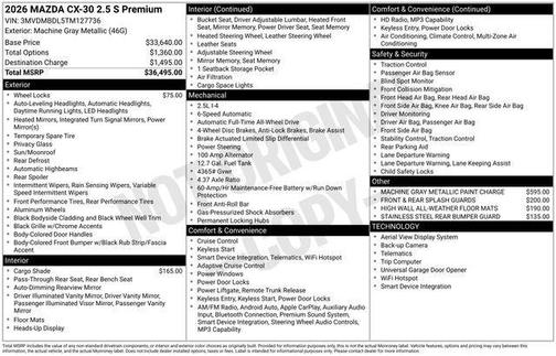 Machine Gray Metallic 2026 Mazda CX-30 2.5 S Premium Package