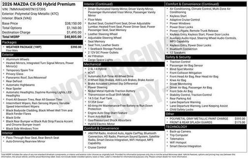 Polymetalgray 2026 Mazda CX-50 Hybrid Premium