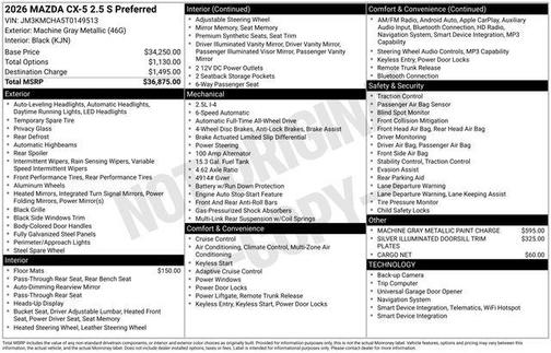 Machine Gray Metallic 2026 Mazda CX-5 2.5 S Preferred Package
