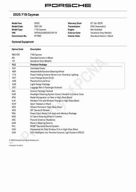 2025 Porsche 718 Cayman 