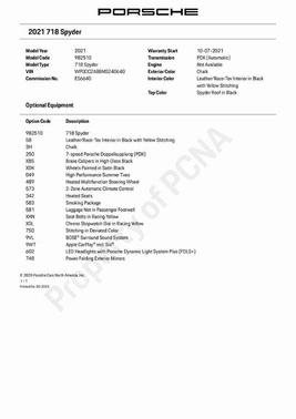 2021 Porsche 718 Spyder Base