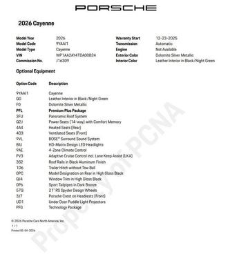 Dolomite Silver Metallic 2026 Porsche Cayenne Base