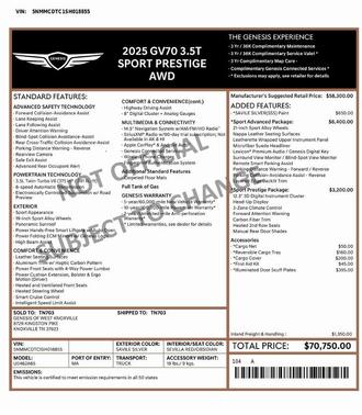 2025 Genesis GV70 3.5T Sport