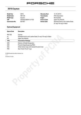 Agate Gray Metallic 2015 Porsche Cayman Base