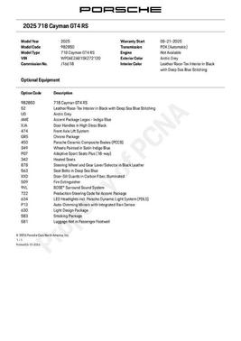 2025 Porsche 718 Cayman GT4 RS