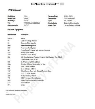 Dolomite Silver Metallic 2026 Porsche Macan