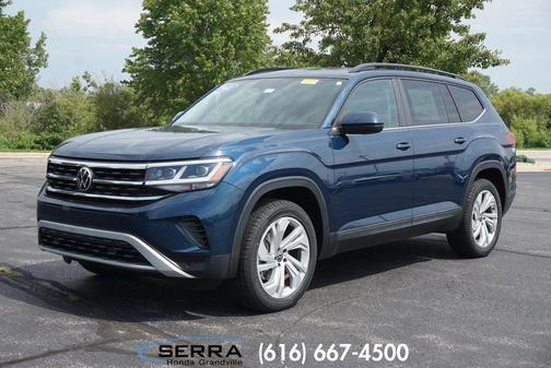 Blue Metallic 2022 Volkswagen Atlas 3.6L SE w/Technology