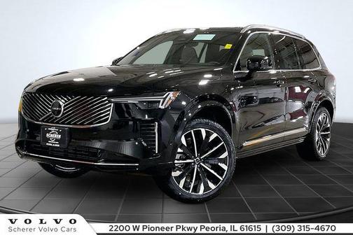 Onyx Black Metallic 2026 Volvo XC90 Plug-In Hybrid Plus, T8 AWD, Electric/Gasoline, Bright, 7 Seats