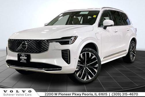 Crystal White Pearl 2026 Volvo XC90 Plug-In Hybrid Ultra, T8 AWD, Electric/Gasoline, Bright, 7 Seats