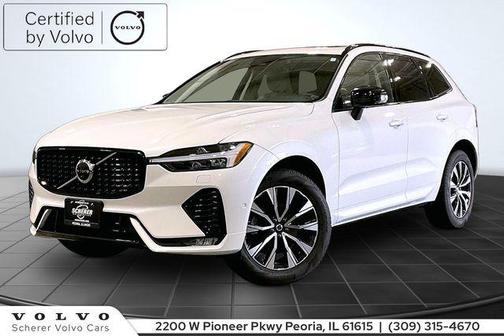 Crystal White Metallic 2023 Volvo XC60 B5 Plus Dark Theme