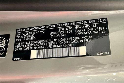 Vapour Grey Metallic 2026 Volvo XC90 Plus, B6 AWD Gas (mild hybrid), Gasoline, Bright, 7 Seats