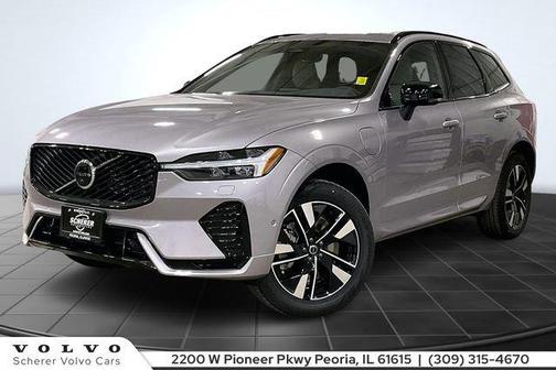 Aurora Silver 2026 Volvo XC60 Plug-In Hybrid Plus, T8 AWD Electric/Gasoline, Dark