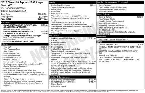 2016 Chevrolet Express 2500 Work Van