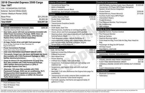 2018 Chevrolet Express 2500 Work Van