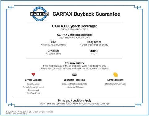 Atlas White 2024 Hyundai KONA N Line