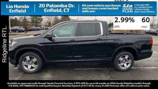 CRYSTAL BLACK 2026 Honda Ridgeline RTL