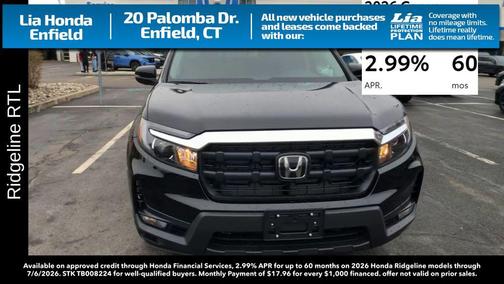 CRYSTAL BLACK 2026 Honda Ridgeline RTL