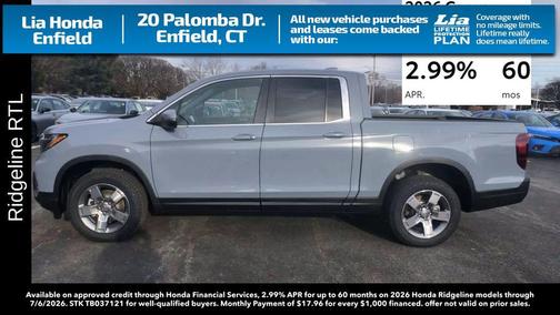 Sonic Gray Pearl 2026 Honda Ridgeline RTL