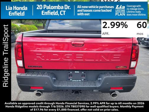 Radiant Red Metallic II 2026 Honda Ridgeline TrailSport