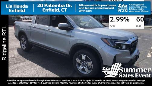 Solar Silver Metallic 2026 Honda Ridgeline RTL