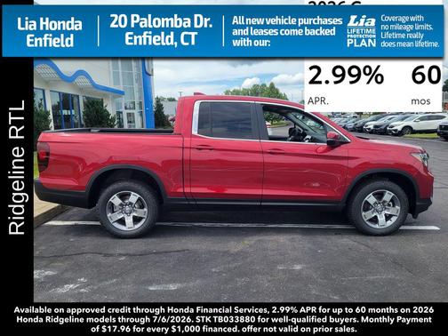 Radiant Red Metallic II 2026 Honda Ridgeline RTL
