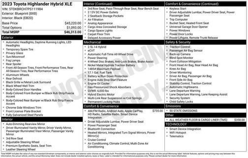 2023 Toyota Highlander Hybrid XLE