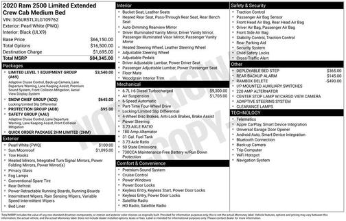 2020 RAM 2500 Limited Mega Cab 4X4 6'4' Box