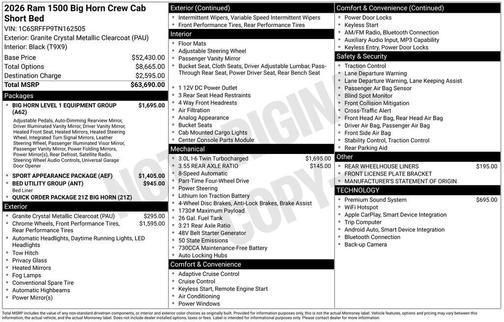 2026 RAM 1500 Big Horn/Lone Star