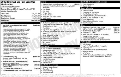 2026 RAM 3500 Big Horn