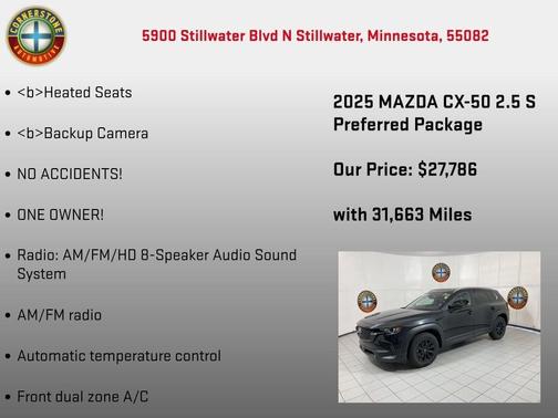 Black 2025 Mazda CX-50 2.5 S Preferred Package