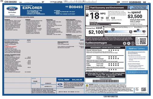 White Platinum Clearcoat Metallic 2019 Ford Explorer XLT