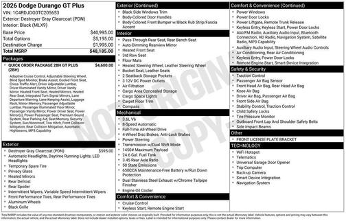 Gray 2026 Dodge Durango GT