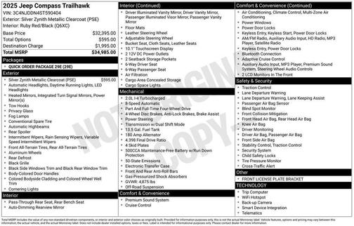 Silver 2025 Jeep Compass Trailhawk
