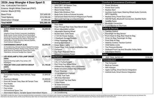 2026 Jeep Wrangler Sport