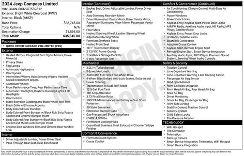 White 2024 Jeep Compass Limited