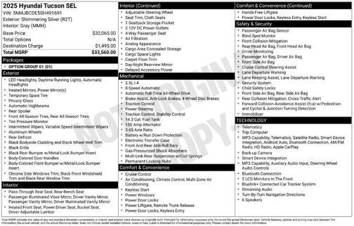 Silver 2025 Hyundai TUCSON SEL