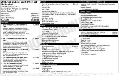 2022 Jeep Gladiator Sport