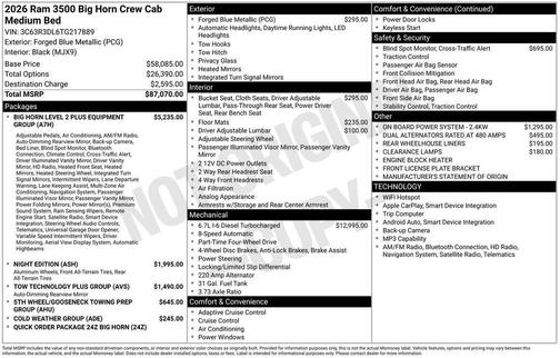 2026 RAM 3500 Big Horn