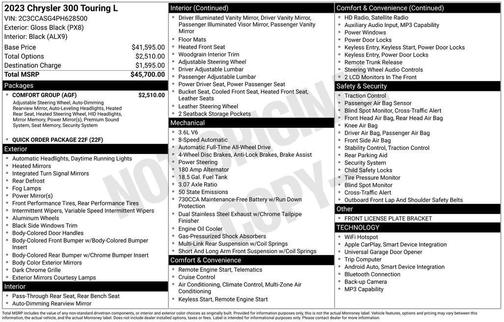 Black 2023 Chrysler 300 Touring L