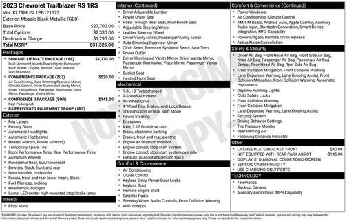 Black 2023 Chevrolet Trailblazer RS