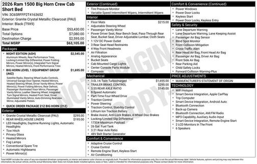 Gray 2026 RAM 1500 Big Horn